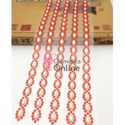 Strasuri din acril pentru make-up, par sau corp cu adeziv SGS020CC Rosii de 2-8mm 792 buc cu perle